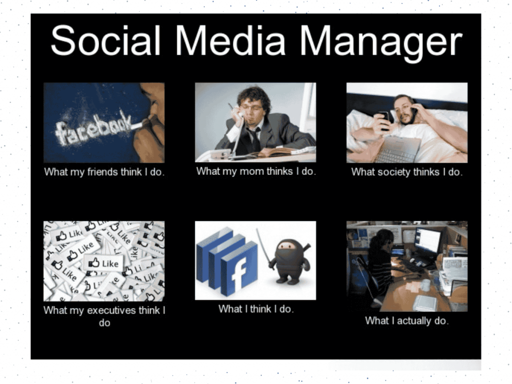 Social Media Marketing Meme Showing The Misconceptions Vs. Reality Of The Job.