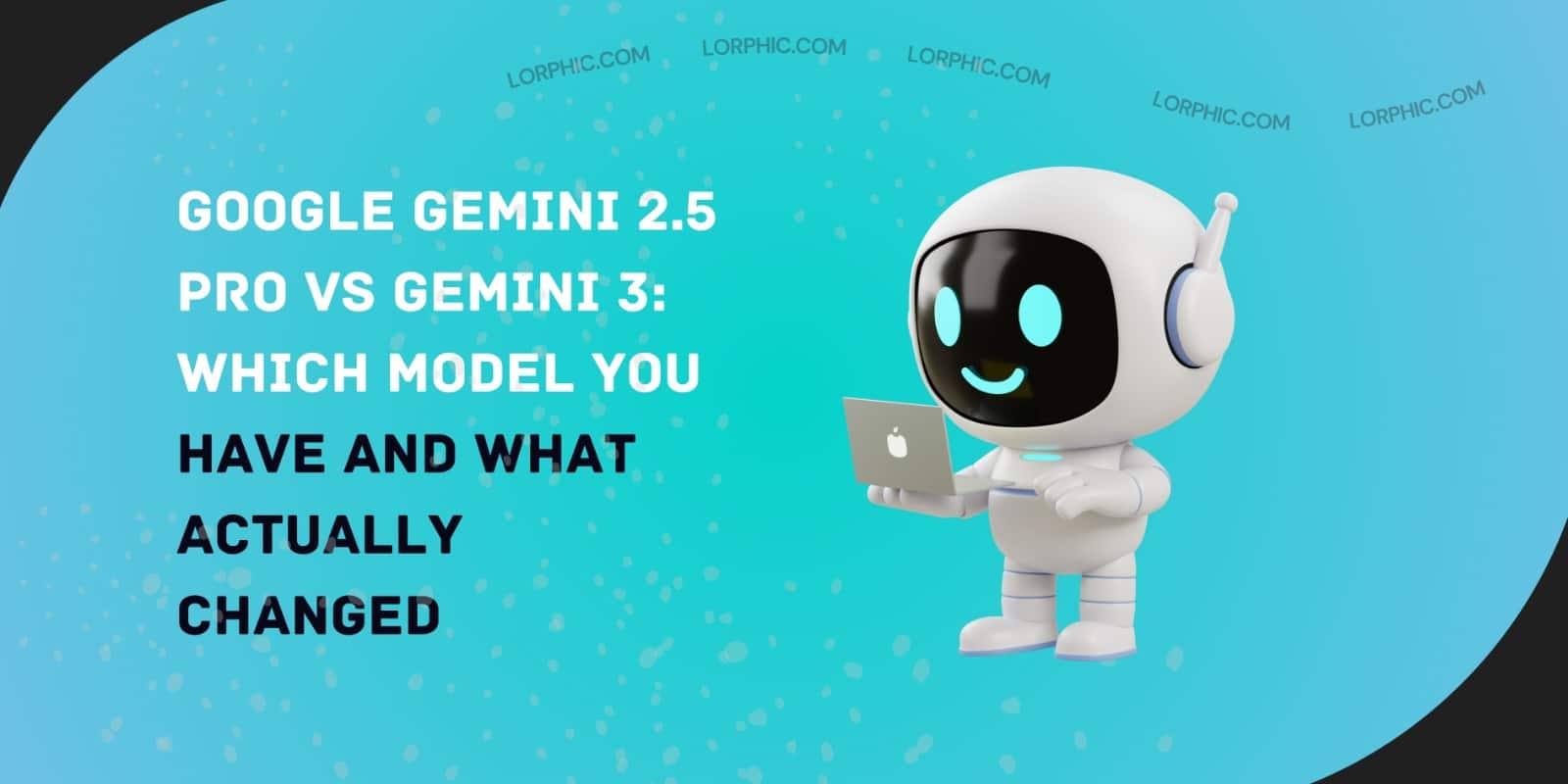 Split screen comparison showing Google Gemini 2.5 Pro interface alongside Gemini 3.1 Pro on laptop with model version selector and benchmark comparison chart