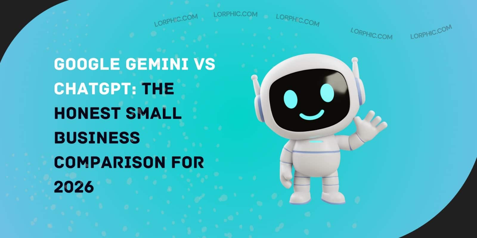 Side by side comparison of Google Gemini and ChatGPT interfaces on laptop showing prompt input and response quality differences for small business use cases
