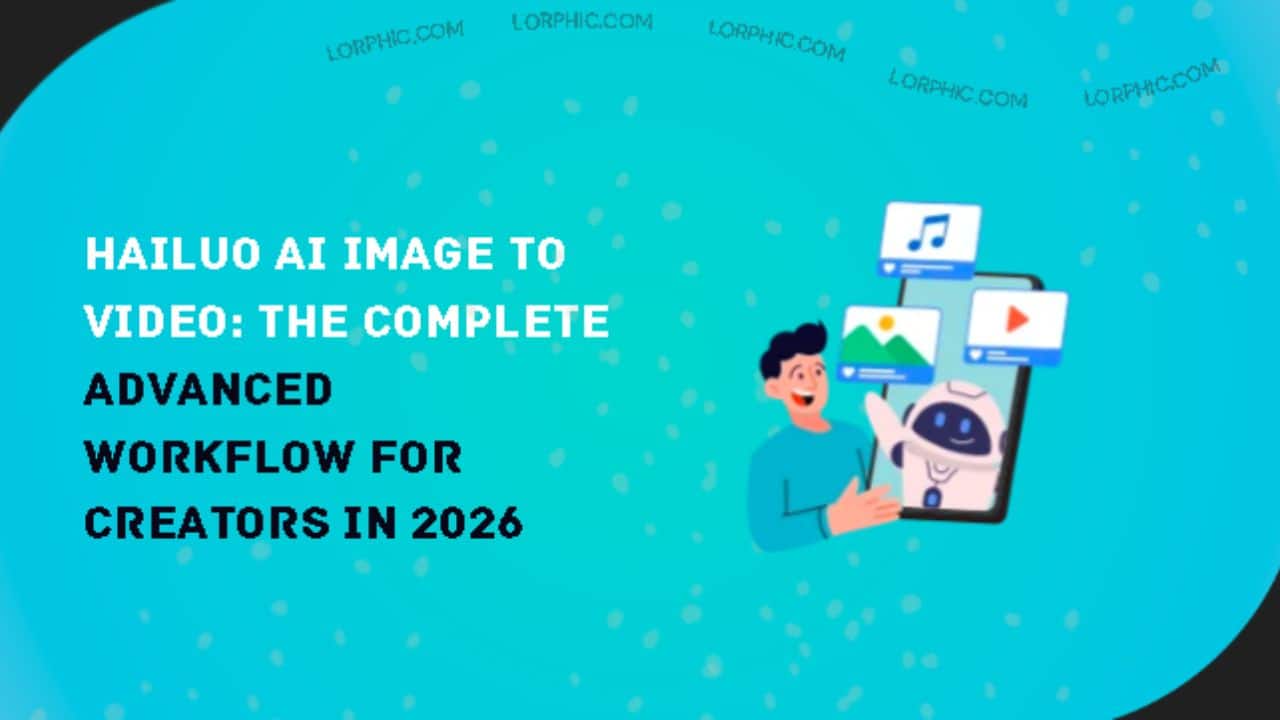 Creator using Hailuo AI image to video workflow on laptop showing uploaded portrait photograph being animated with lip sync feature motion settings and audio track addition for social media content
